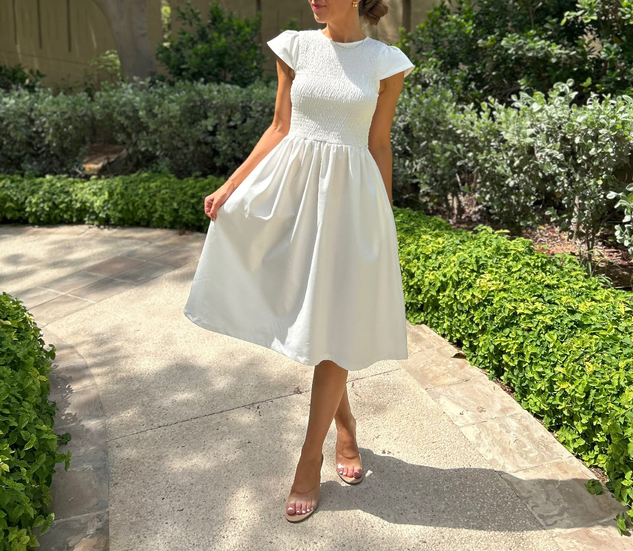 Evangeline Cotton Midi Day Dress