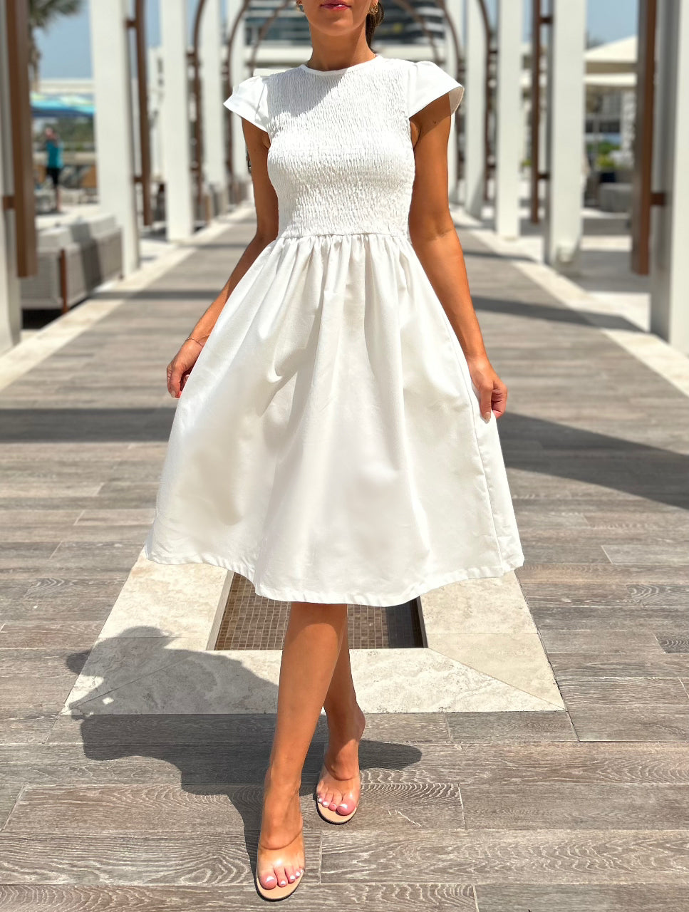 Evangeline Cotton Midi Day Dress