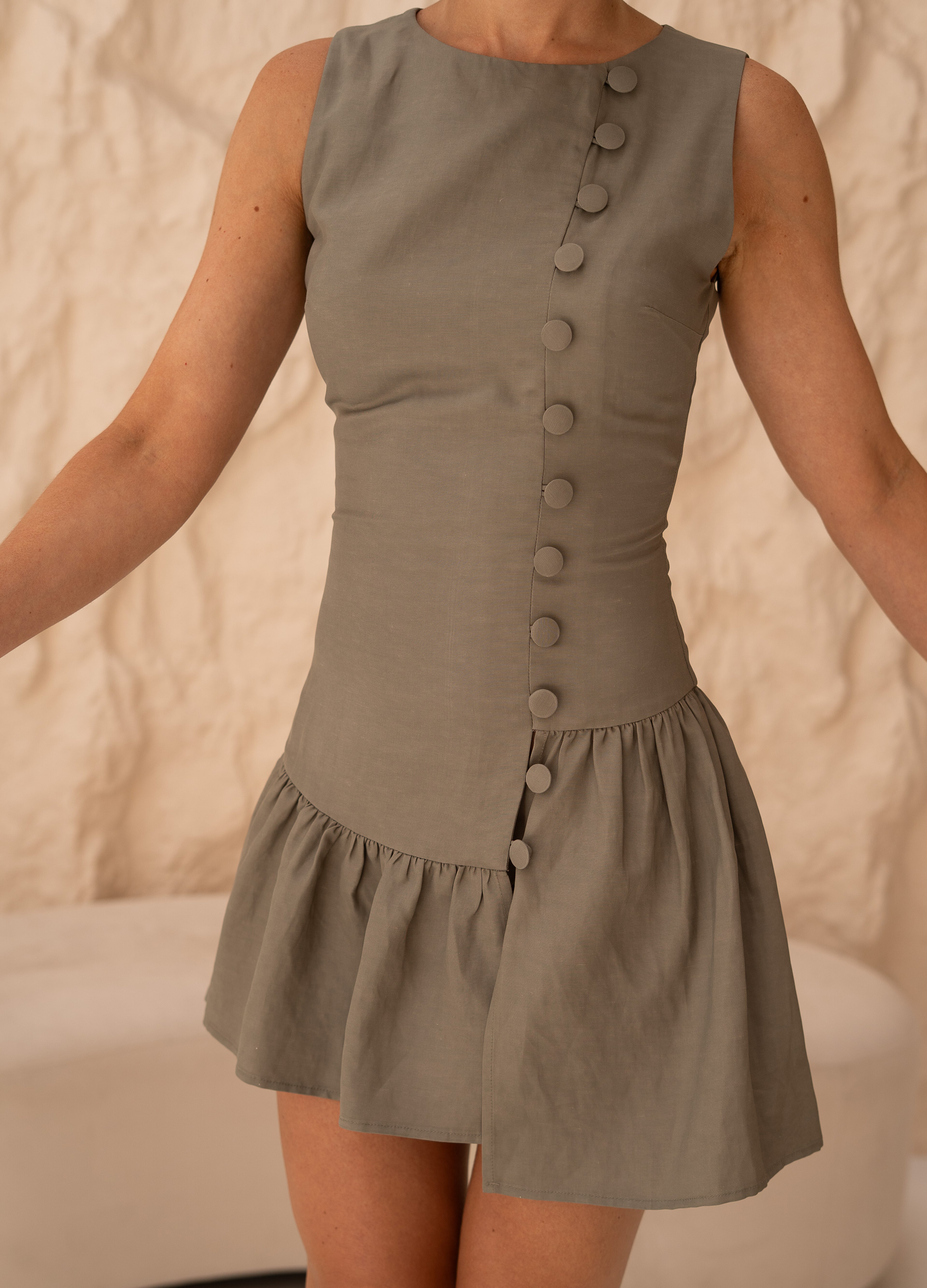 Fiorella Button Front Mini Dress