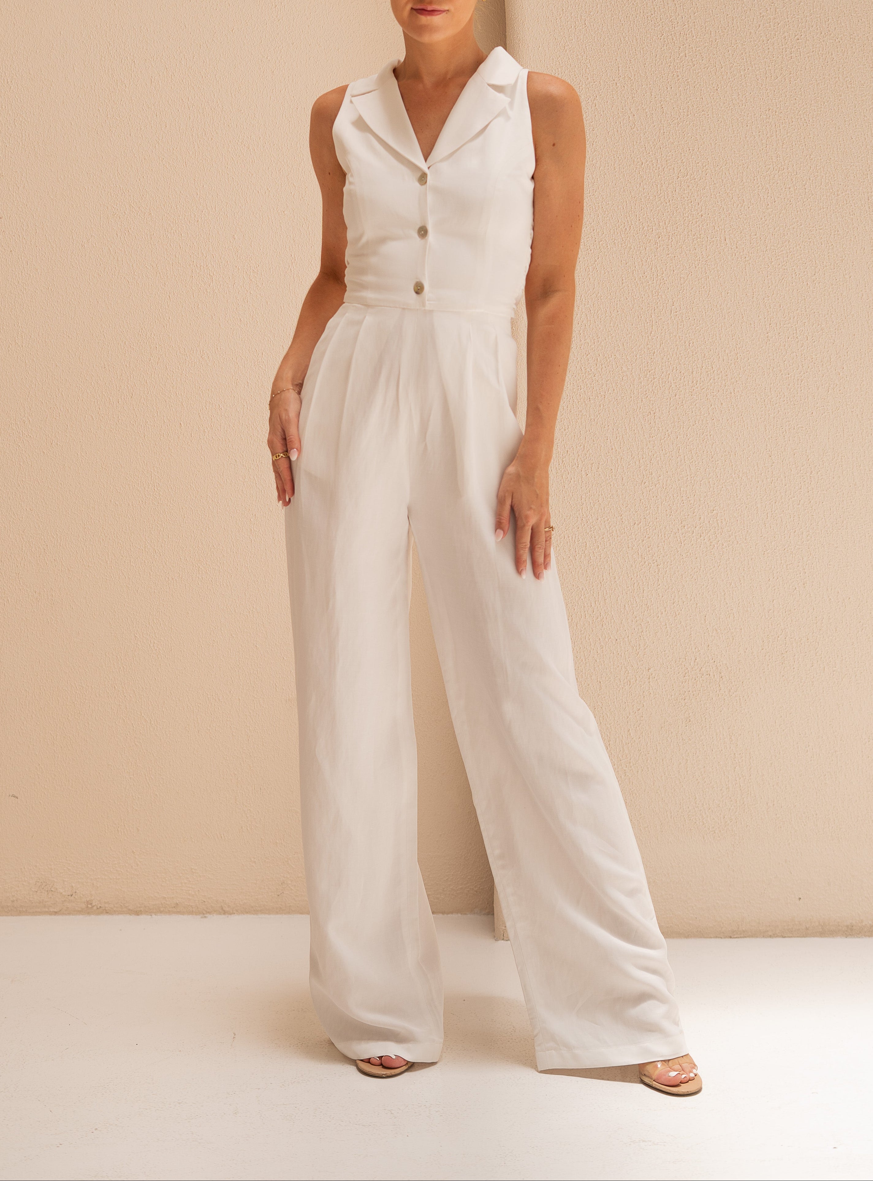 Serafina White Elegant Jumpsuit