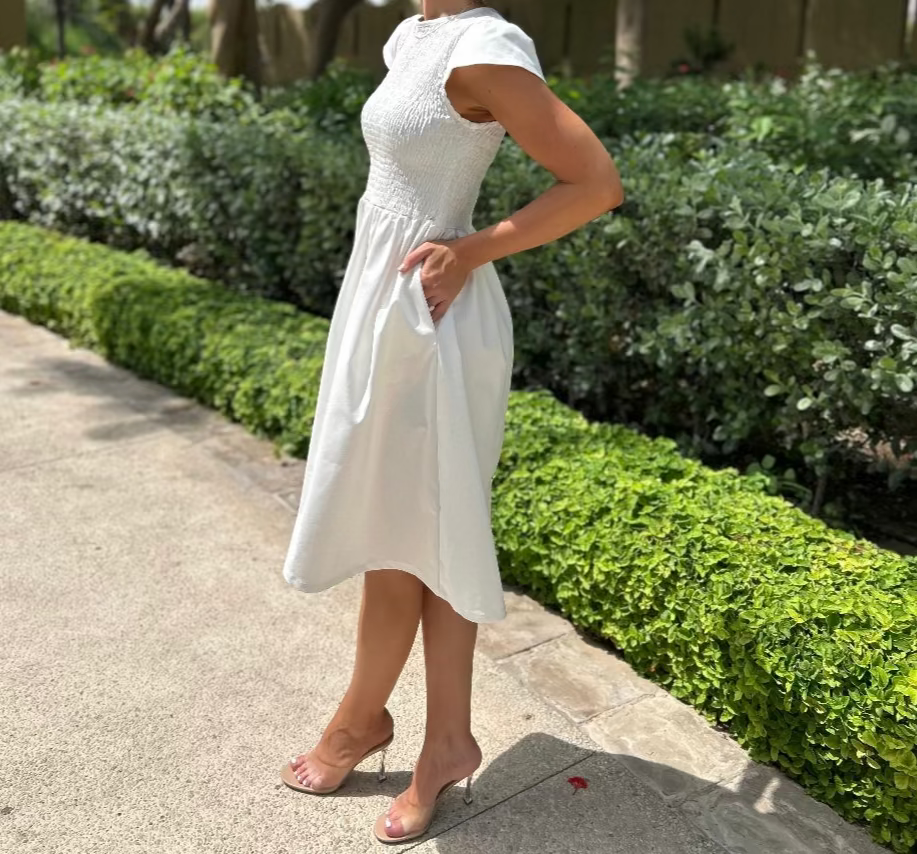 Evangeline Cotton Midi Day Dress